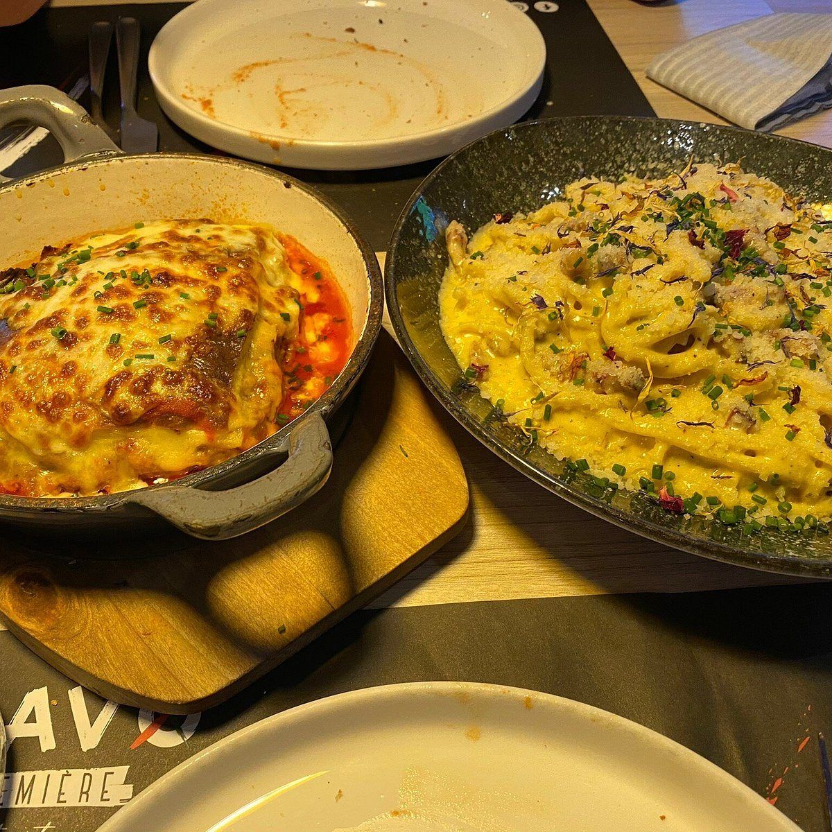 Lasaña y carbonara de BRAVO di Première